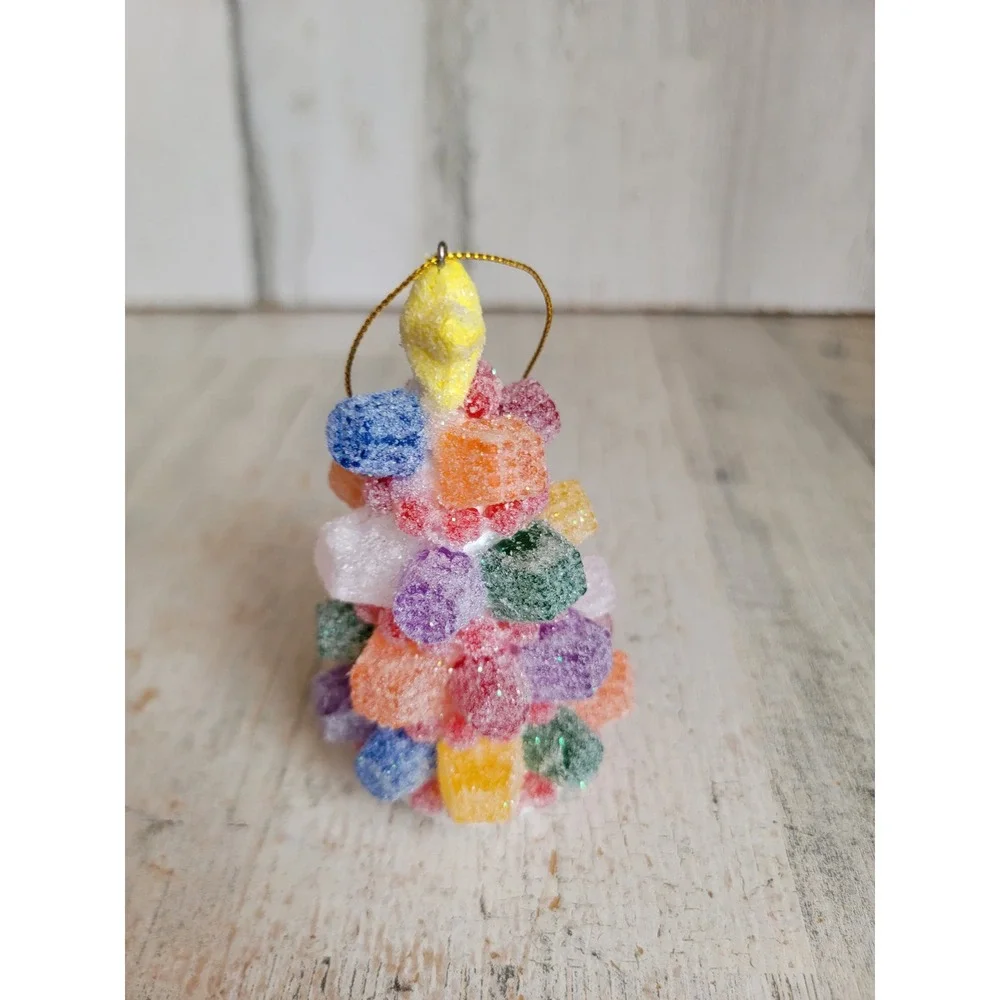 Vintage glitter gumdrop Xmas tree ornament Candy Star home decor unique